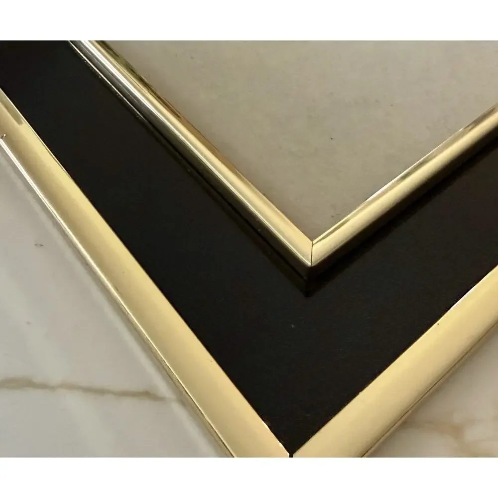 Vintage 1980’s Gold And Black Picture Frame 8x10 Free Standing Velvet Backing